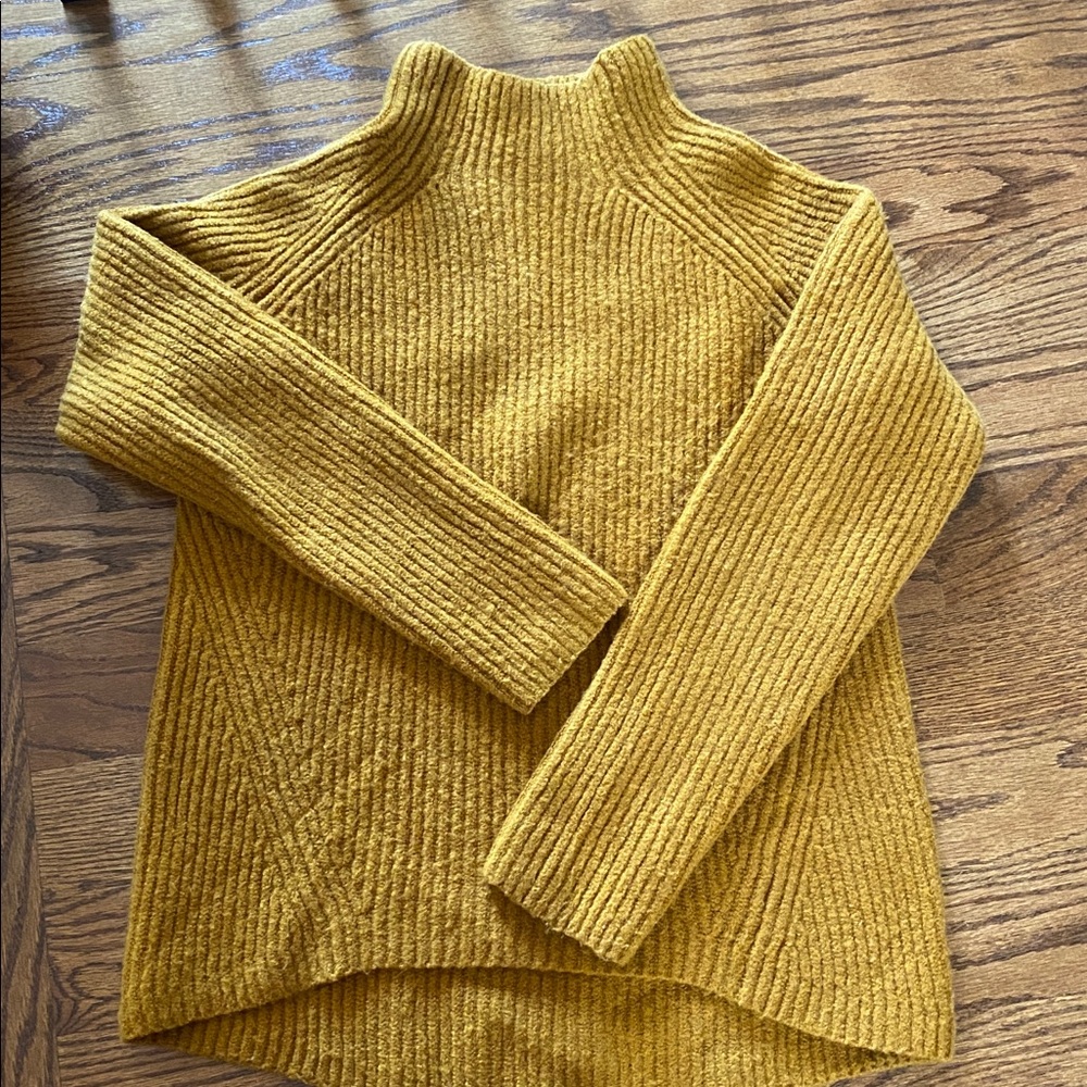 Madewell Mustard Ribbed Turtleneck Sweater